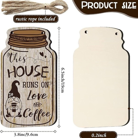 Set of 4 Coffee Wooden Hanging Signs - Picture 2 of 9